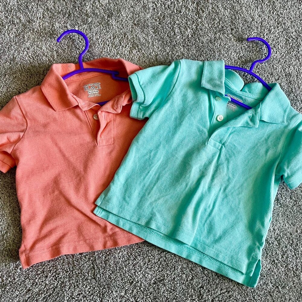 ✨The Children's Place Coral & Aqua Polo Shirts